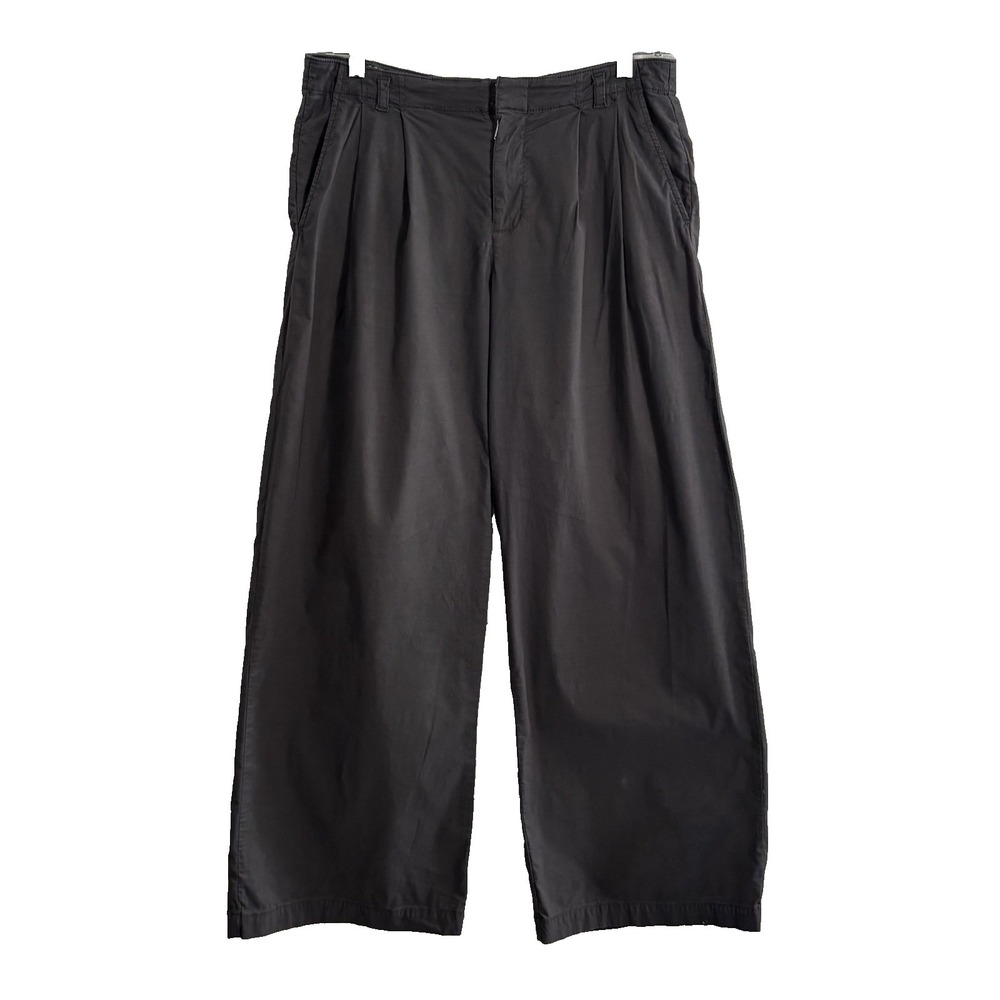 by ANTHROPOLOGIE Women Wide Leg Pleated Pockets Pants Sz 4 Charcoal Office 47-19